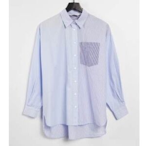 Oversized Pin Stripe Blue Button Down Size L